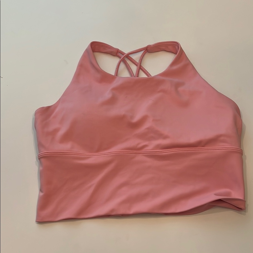 Pink Strappy Sports Bra with Scoop Neck